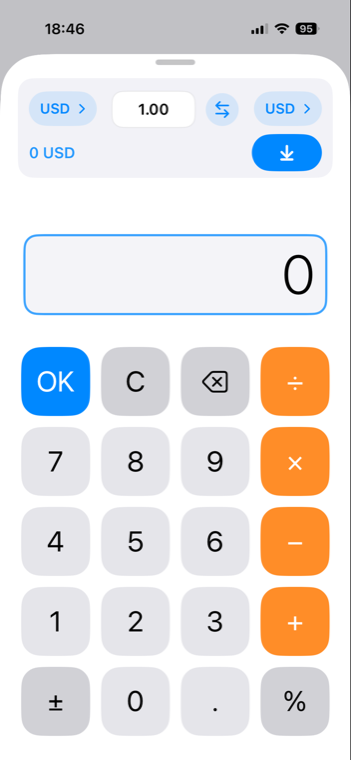 Calculator and currency conversion in ItemFlow